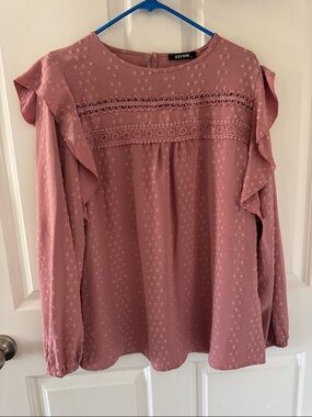 BIT FAM Ruffled Eyelet Blouse in Dusty Rose